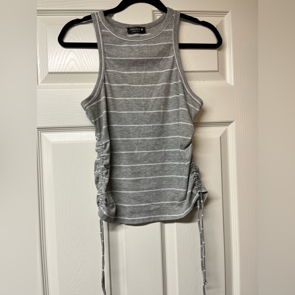 Gray Stripped Tank Top